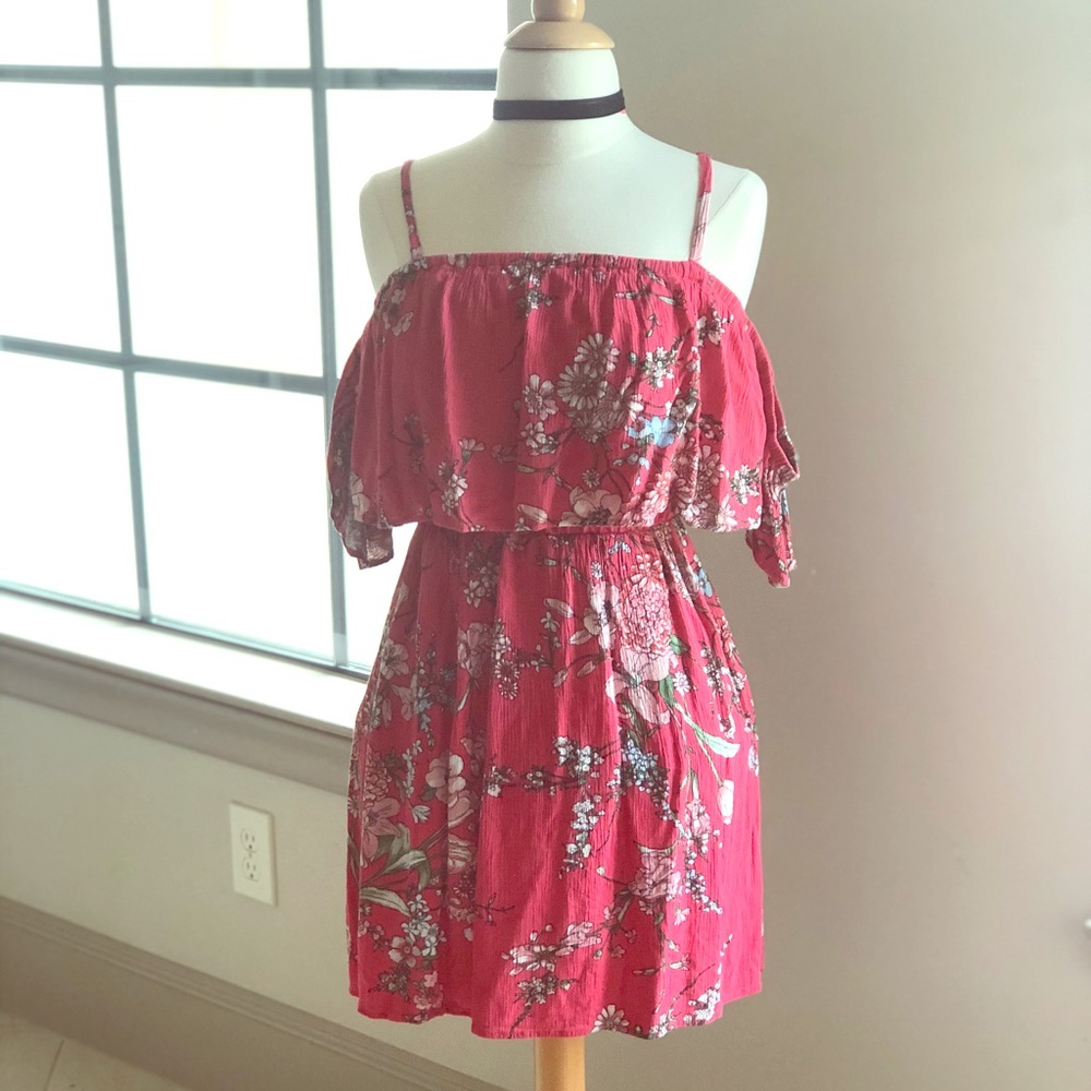 Red floral dress